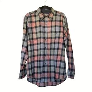 PENDLETON Trail Wool Flannel Shirt Mens L Multicolor Plaid Suede Elbow